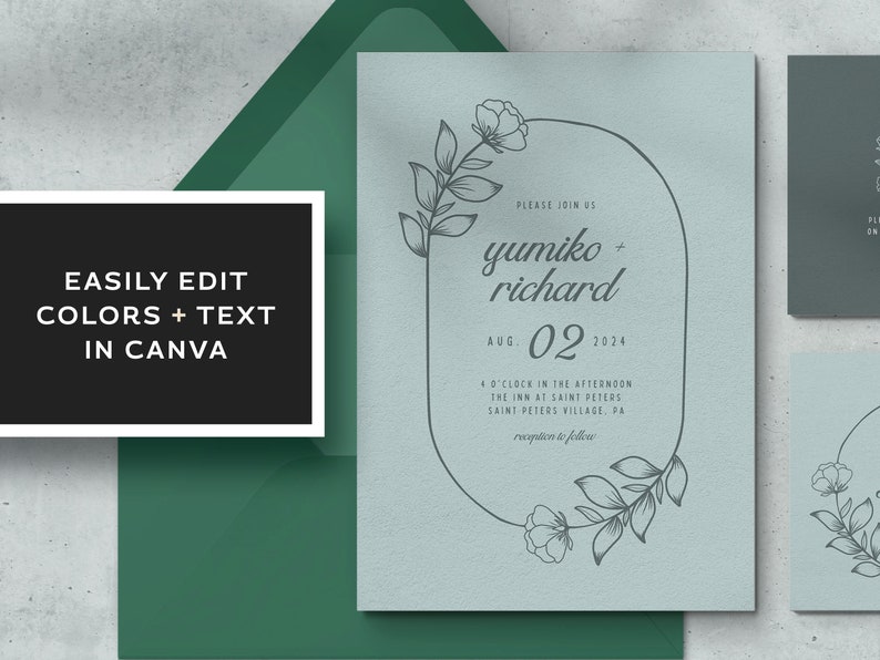 Delicate Floral Wedding Invitation Suite Template Printable Instant Download Template Editable Modern Digital Download Invite Template image 4