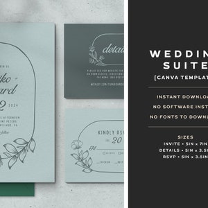 Delicate Floral Wedding Invitation Suite Template Printable Instant Download Template Editable Modern Digital Download Invite Template image 3