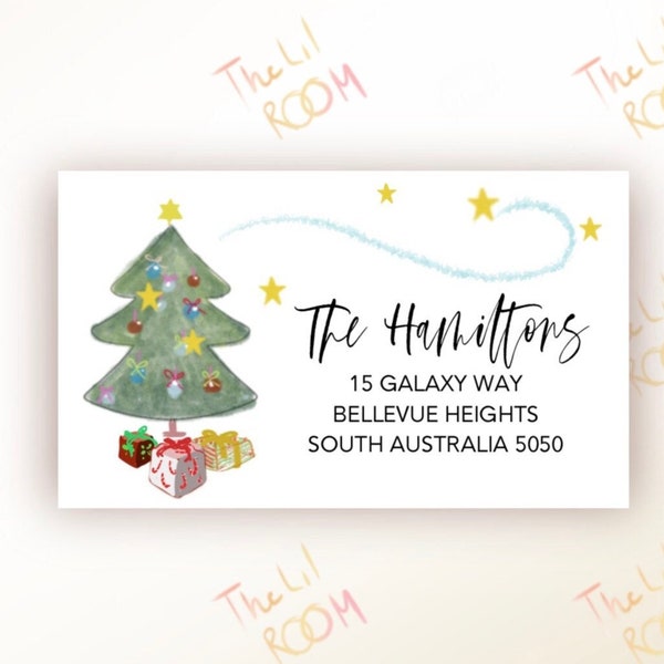 Custom Christmas Return Address labels, Holiday Return Labels,  Christmas Card Address labels, Rectangle, Christmas Tree, Mailing label