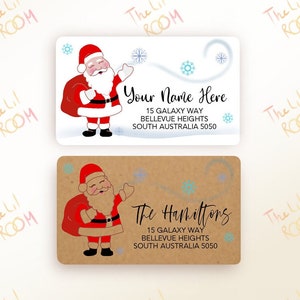Kerstadresstickers, aangepaste adresetiketten kerstman, retouretiketten kerst, adresetiketten kerstkaart, familie, post, rechthoek