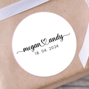 Adesivi personalizzati per matrimoni con nomi di coppia, sposi, adesivi per matrimoni di ringraziamento, etichette per bomboniere, adesivi per buste di nozze, etichette Kraft