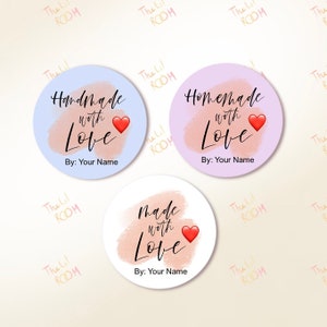Custom Made with Love Stickers, Baking labels, Homemade labels, Brand stickers, Small Business Supplies, Handmade Packaging