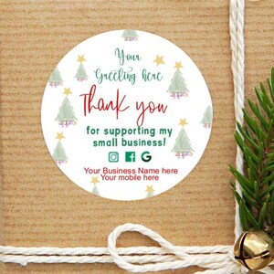 Gepersonaliseerde kerstlabels, bedankstickers voor kleine bedrijven, aankooplabel, tags voor sociale media, verpakkingslabels, kerstmis, bestellabels