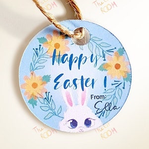 Personalised Easter Gift Tags, Happy Easter Tag, Party Favor, Chocolate Gift Tag, Easter Gift tags for kids, Easter labels, Flower Bunny tag
