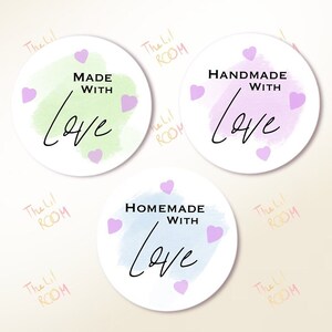 Made with Love Stickers, Baking labels, Homemade labels, Brand stickers, Small Business Supplies, Handmade Packaging, Favour Stickers