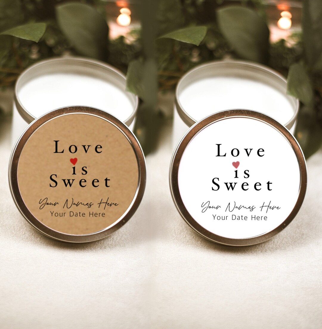 Love is Sweet Modern Wedding Favor Stickers Personalised, Thank You ...