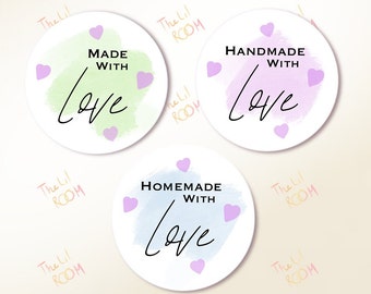 Made with Love Stickers, Baking labels, Homemade labels, Brand stickers, Small Business Supplies, Handmade Packaging, Favour Stickers