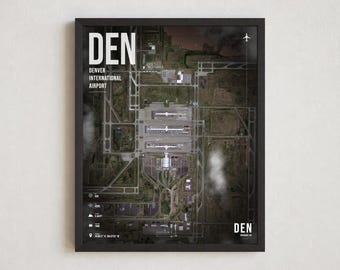 Flughafenplan-Poster DEN, Satellitenbild des internationalen Flughafens Denver