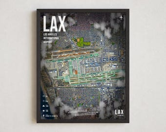 LAX-Flughafenplan-Poster, Satellitenbild vom internationalen Flughafen Los Angeles