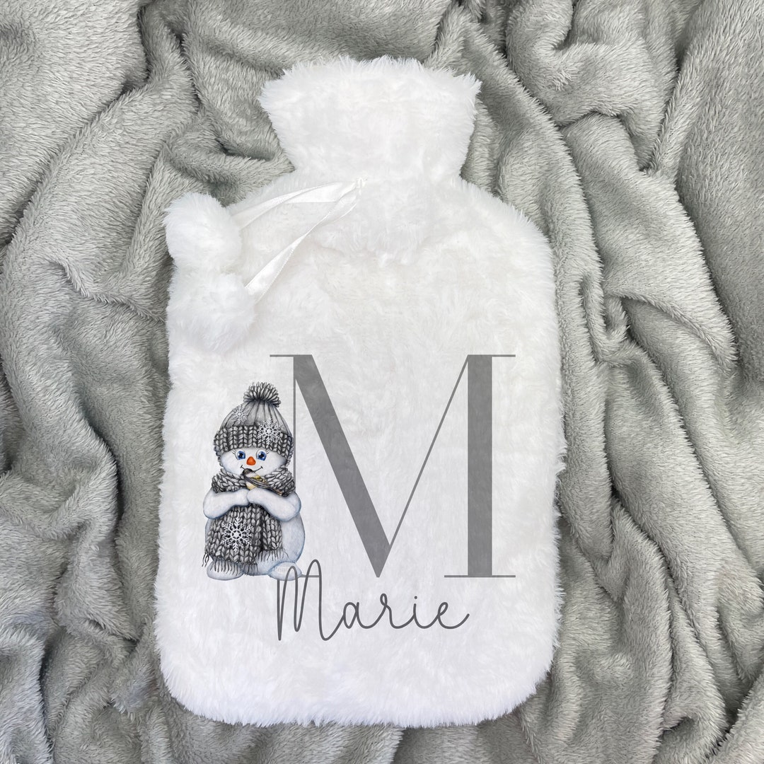 Grey Snowman Personalised Hot Water Bottle CHRISTMAS GIFT. Etsy UK