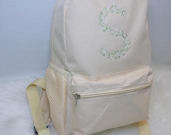 Floral Embroidered Children's Backpack in Various Colours and Sizes. Personalised School or Nursery Bag