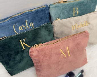 Personalised Velvet Makeup Bag - Personalised Beauty Accessory Pouch