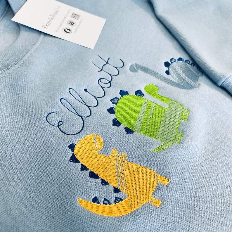 Cute and Colourful Children's Embroidered Dinosaur Sweater image 4