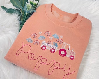 Rainbows & Clouds Girls Personalised Embroidered Sweater