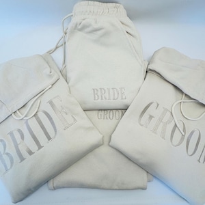Embroidered Bride/Groom Organic Hoodie & Joggers Set
