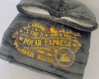 Christmas Personalised Adults & Children's Embroidered Oversized Hooded Sherpa Blanket