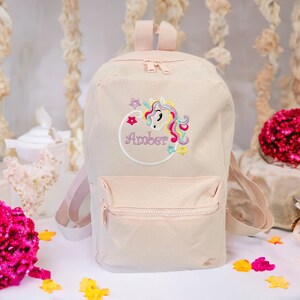 Enchanting Personalised Unicorn Embroidered Backpack for Little Girls' School or Nursery Adventures
