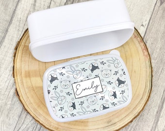 Personalised Boho Animals Lunch Box: Unique Lunch Box for School or Nursery