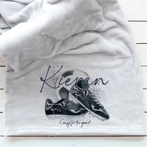 Unique Personalised Football Fleece Blanket - Football Theme with Ball and Boots