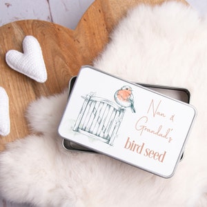 Personalised Sketched Robin Aluminium Tin - Functional Gardening Accessory with a Whimsical Touch