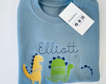 Cute and Colourful Children's Embroidered Dinosaur Sweater