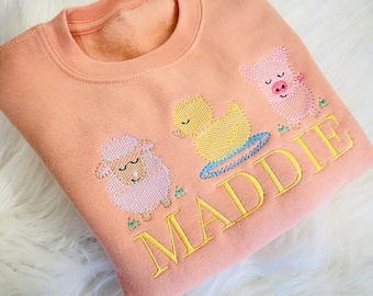 Adorable Farm Animal Design on 100% Cotton Children's Sweater - Personalised Gift for Kids