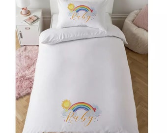 Sunny Rainbow Single Duvet Cover Set - Personalised bedroom decor