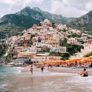 POSITANO LANDSCAPE, Amalfi Coast Landscape, Beach Art, Ocean Print, Beach Printable, Seascape, Sea Wall Decor, Digital Download Photo Prints
