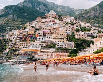 Positano Italy Print, Amalfi Coast Seascape, Beach Village (Digital Download)