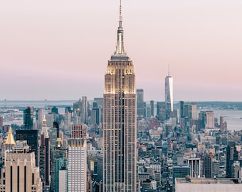 Empire State Building, New York Photography, Sunset over Manhattan, New York City, Architecture Art Print, Downloadable Print