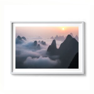 Chinese Mountain print, Yangshuo Print, Yangshuo Sunrise Print, Chinese Culture, Chinese Wall Art, Chinese art, Downloadable print, Wall art