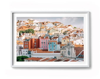 Fototryck av Lissabons stadslandskap, färgglad portugalsk väggkonst (digital nedladdning)