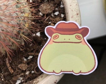 Cowboy Frog Sticker | Waterproof Vinyl Sticker