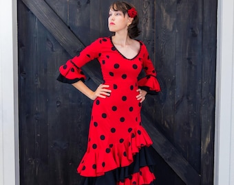 flamenco dress black and red Estrella Flamenco Dance Dress