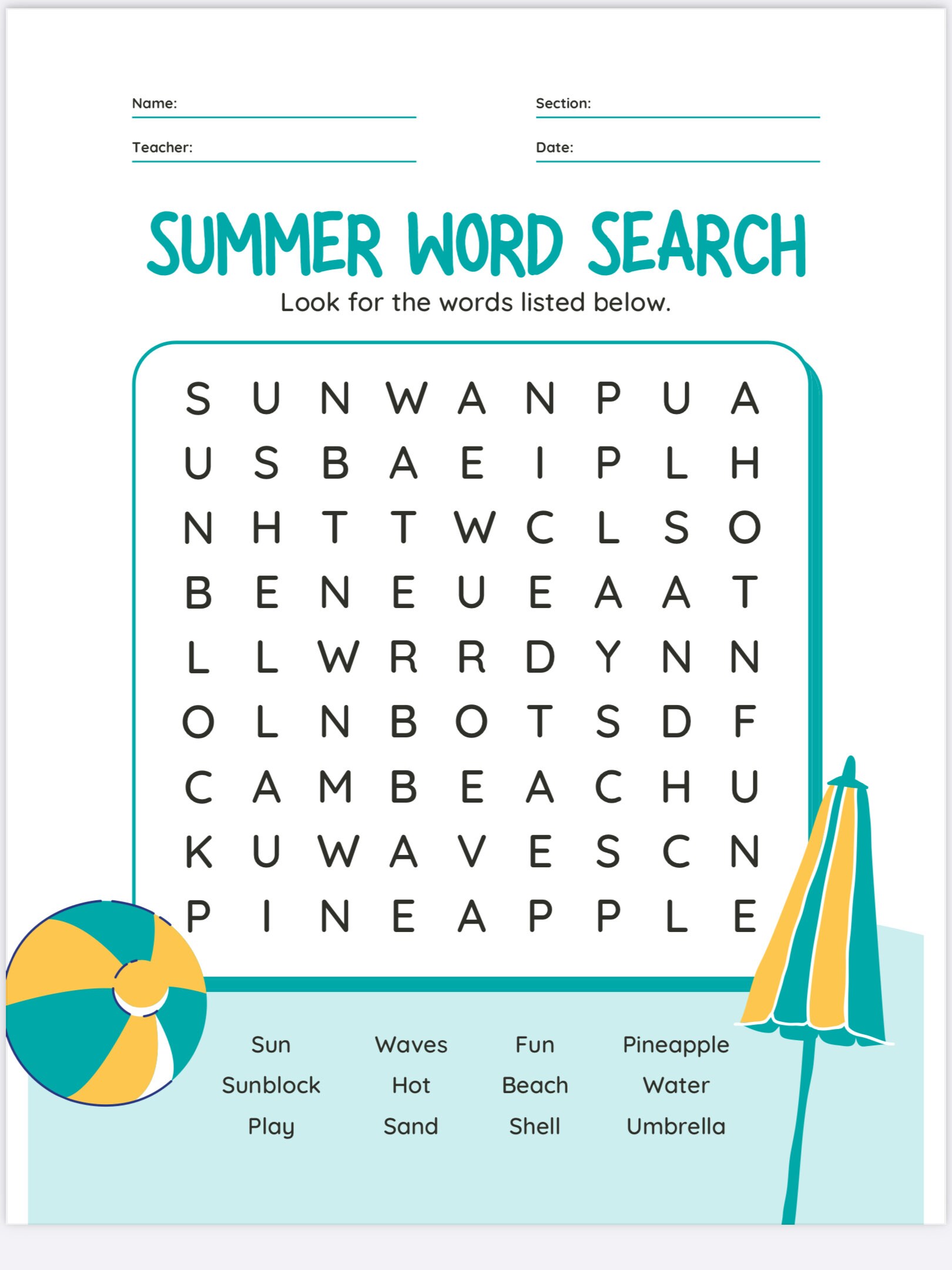 Summer Refresher Worksheets Etsy