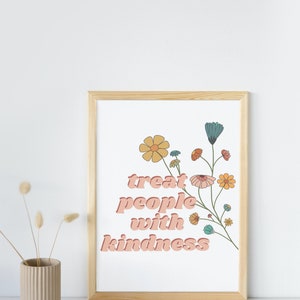 Treat People With Kindness wall art, retro art mailed hand letter print
