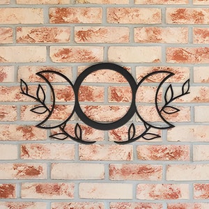 Wiccan pagan triple moon goddess, earthy Hecate metal art sign, spiritual occult, goth home decor, large goth wall hanging, Wiccan metal art