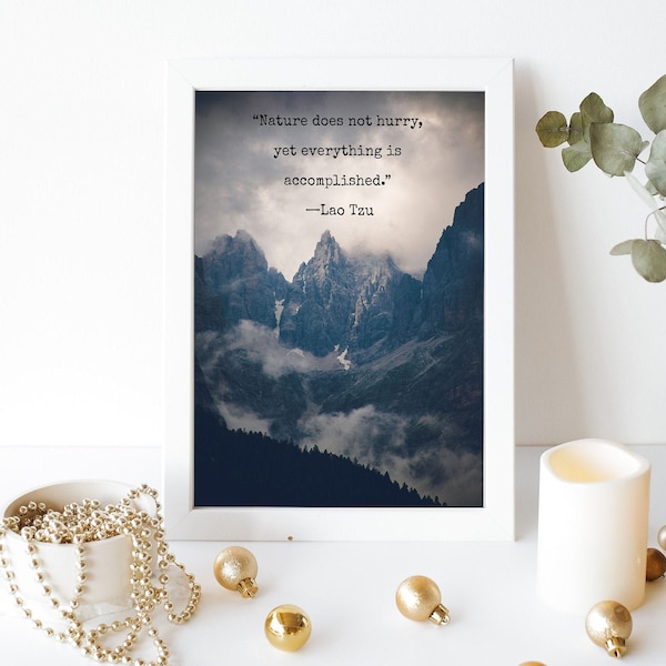 Lao Tzu Simple Living Quote - Digital Download - Printable - Mountains and Nature