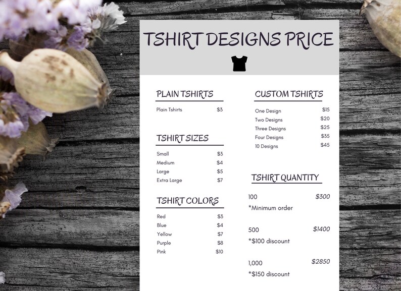 Price List Template Bakery Price List Template Editable - Etsy