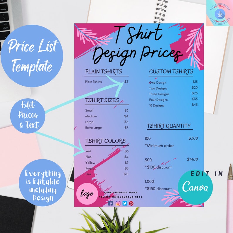 Price List Template Bakery Price List Template Editable - Etsy