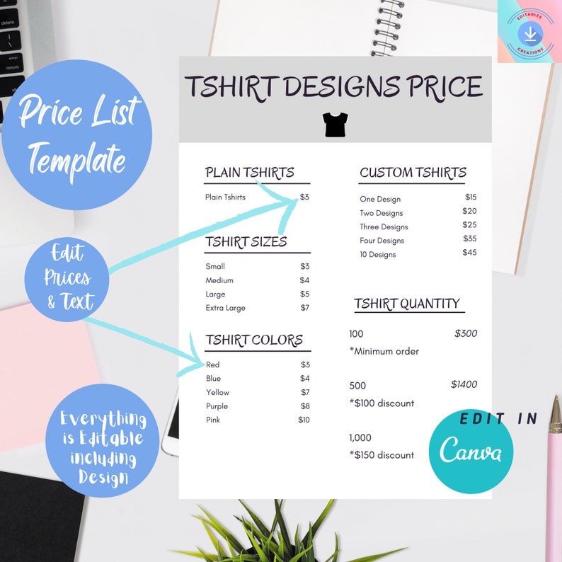 Price List Template Bakery Price List Template Editable - Etsy