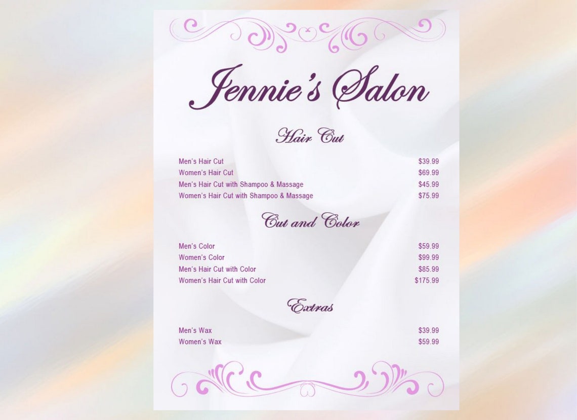 Price List Template Bakery Price List Template Editable - Etsy