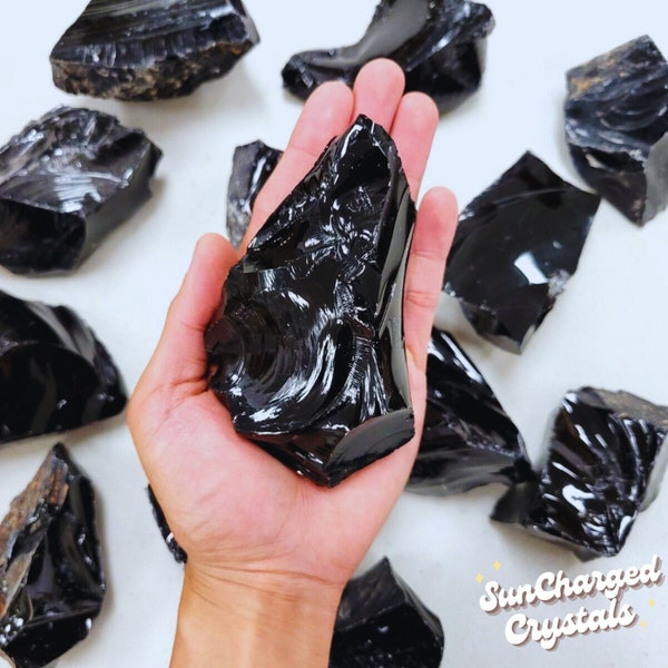 Large Raw Black Obsidian Stones Rough Natural Crystals for Lapidary & Healing, Spiritual Crystal, Crystal Collector, Manifest Crystal