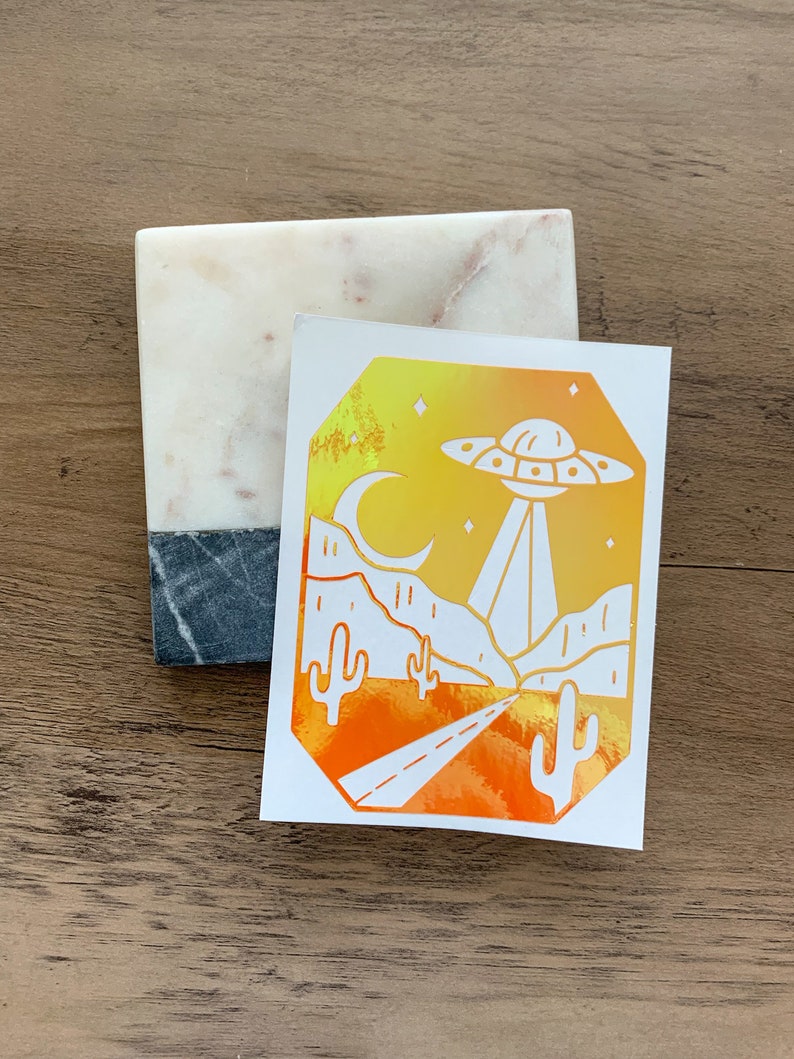 UFO Vinyl Decal Space Decal Alien Decal Holographic Etsy