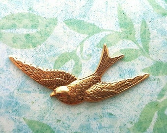 Large Brass Flying Bird Stamping x 1 - 4814S