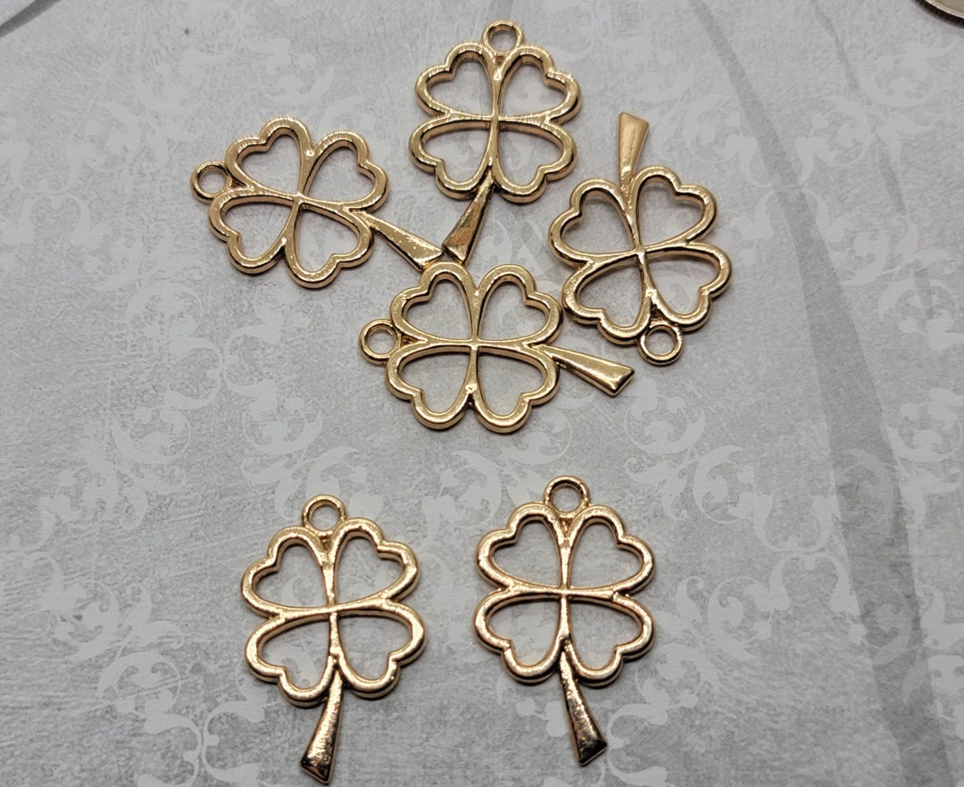 Gold Four Leaf Clover Charms 6 L1304 Etsy