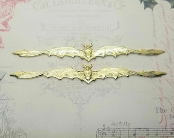 Large Brass Bat In Flight Stampings x 2 - 2782FF