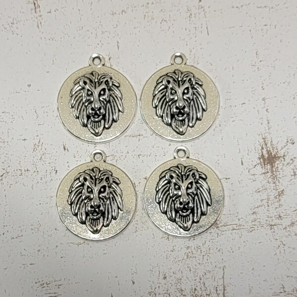 Silver Lion Charms (4) - L1336