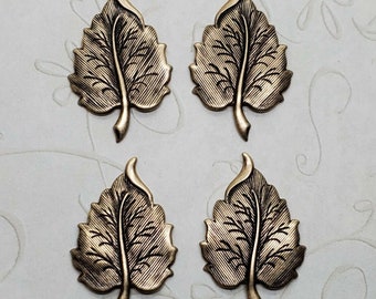 Small Brass Leaf Leaves Stampings x 4 - 2232SG-2233SG