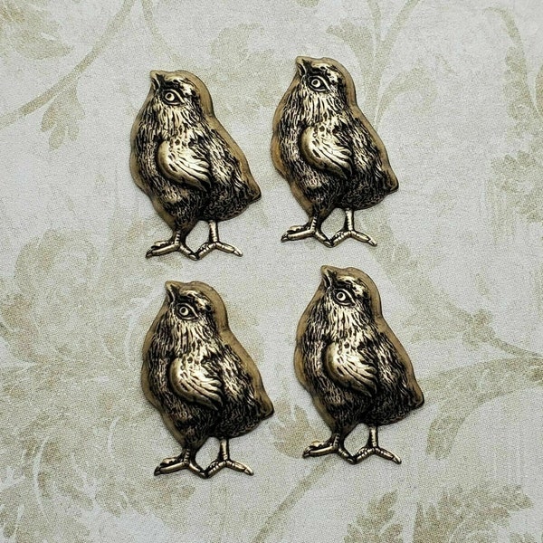 Small Brass Chick Chicken Stampings x 4 - 9575FFA